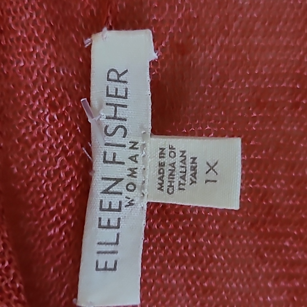 Eileen Fisher Women's 100% Linen Open Front Cardigan Salmon Pink Orange Size 1X - Picture 4 of 16